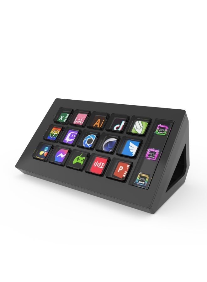 StreamDeck Mini 15 Keys LCD Visual Keyboard, Customizable Macro Controller for Live Streaming & Content Creation, Compatible with Windows & MacOS (Black) - Image 2